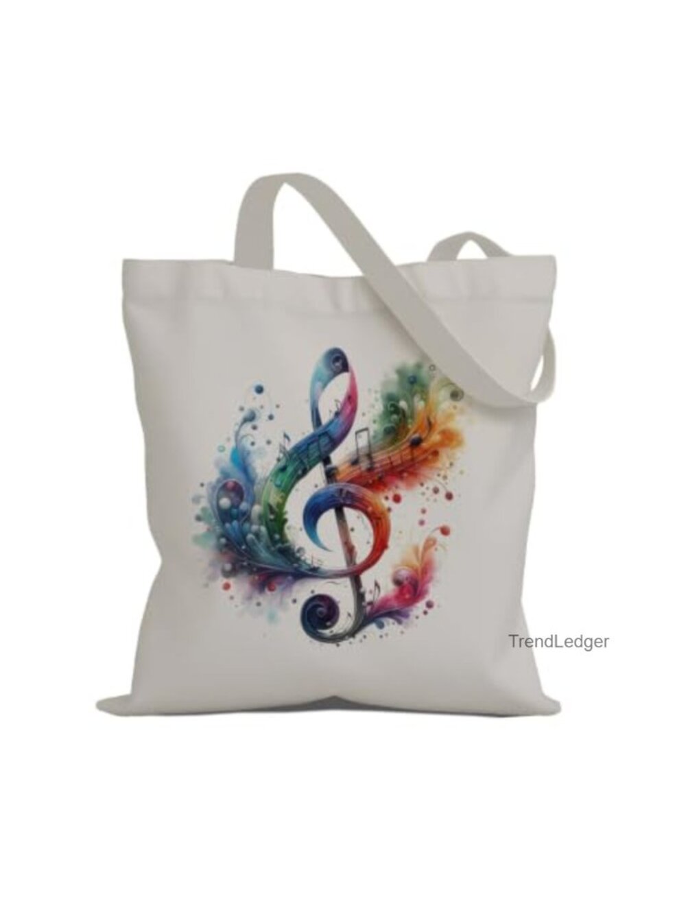 Canvas Tote Bag Watercolor Treble Clef Music Lover Gift Spacious Shoulder